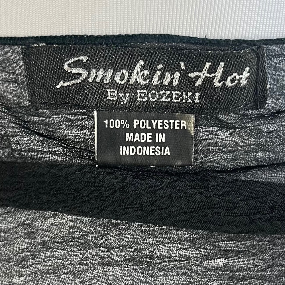 VTG Black Beaded Floral Embroidered Sheer Shawl Wrap Fringe Whimsigoth Vamp Y2K - Picture 7 of 9